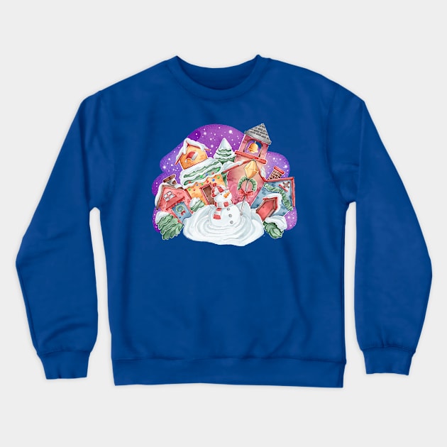 Watercolor Christmas Hand Drawn Crewneck Sweatshirt by Mako Design 